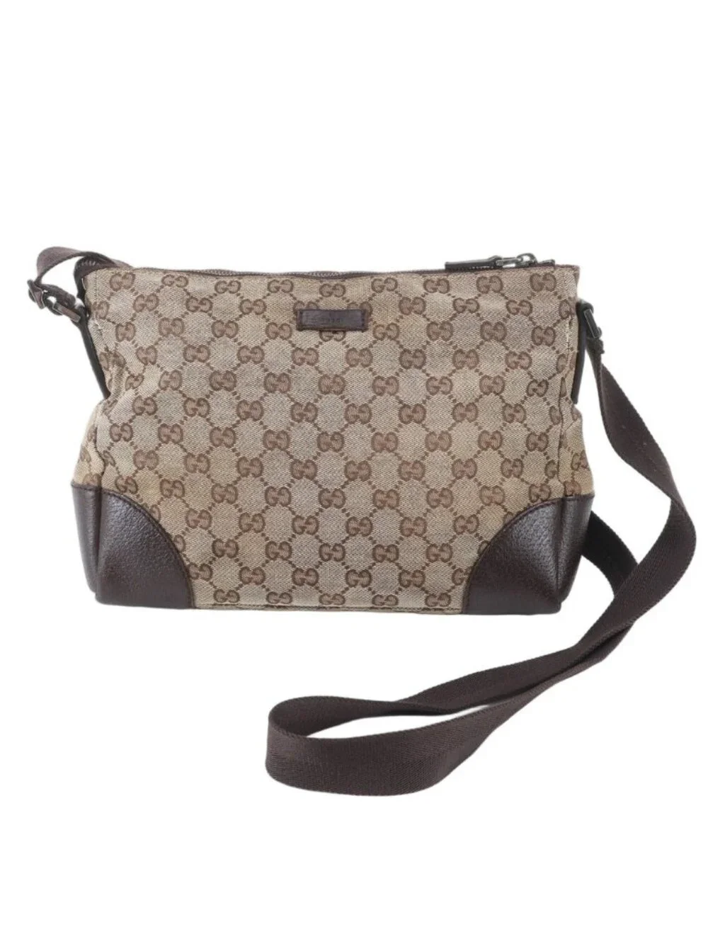 Gucci GG Canvas Leather Shoulder Bag Crossbody Messenger Business Tote